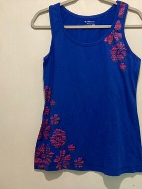 Unbranded Royal Blue Tank Top with Pink Floral Print